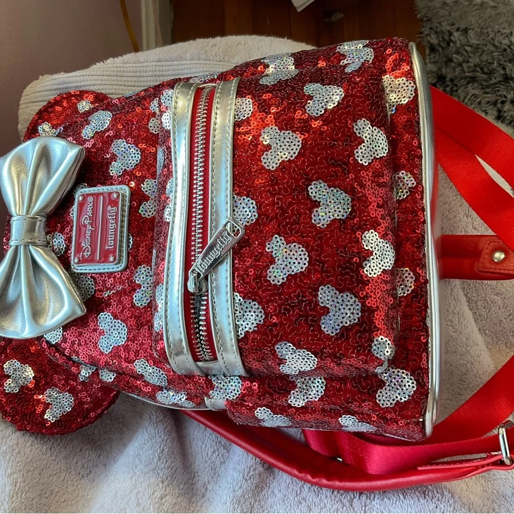 Disney Red and Silver Sequin Woman’s Backpack - Picture 7 of 7
